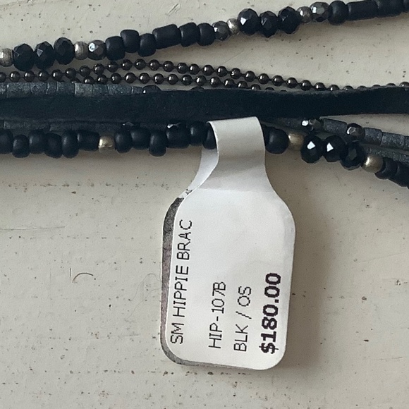 NWT Johnny Was Hippie Black Grey Silver Multi Chain Bracelet w/ leather edges - Picture 6 of 6